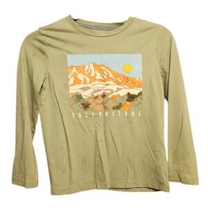 Old Navy Boys Size 8 Long Sleeve Graphic T-Shirt Green - Play Condition